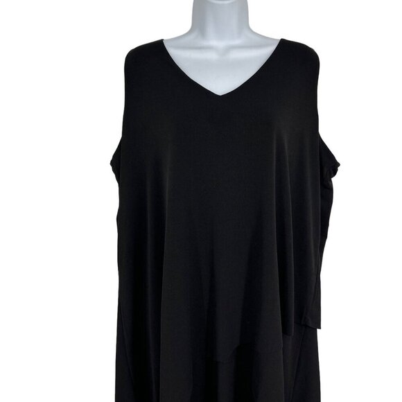 Susan Graver Black Liquid Knit Sleeveless Tiered Dress Size XLP - Picture 3 of 8